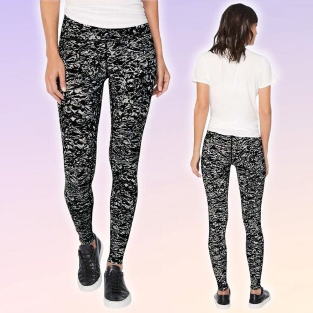LULULEMON Wunder Under Hi-Rise Tight 28" Sz 4 Liquid Platinum Alpine White Multi